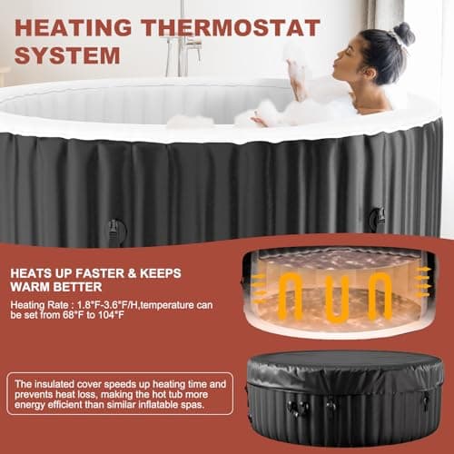 LILYPELLE 2-4 Person Inflatable Hot Tub, Portable Large Round Hottub with 120 Bubble Jets, Outdoor Spa Set Included Heater Pump, Filter and Spa Cover, 72" X 72" X 25"