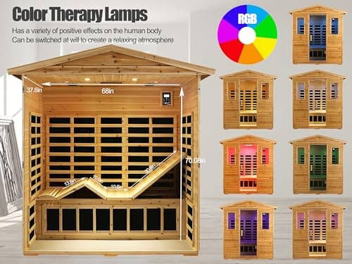 Outdoor Sauna 3 Person Infrared Sauna, Infrared Saunas for Home, 1950W Low EMF Far Infrared Sauna Old Fir Wooden Sauna with Beauty Red Light, Foldable Seat, Bluetooth, Chromotherapy Lamp, Reading Lamp