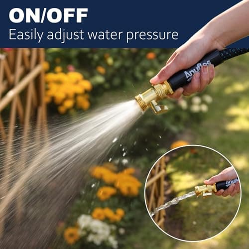 Garden Hose 50FT, Lightweight 3-Layer PVC Flexible Water Hose, No Kink, Leak-Resistant, High-Pressure with Meatl Fittings, Durable for Outdoor, Gardening, Washing Cars, Easy to Store