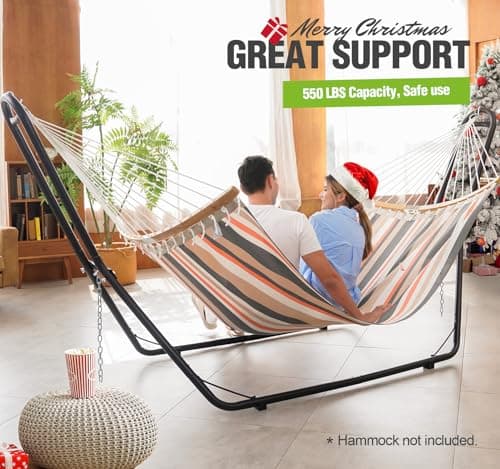Zupapa 2 Person Steel Hammock Stand 550 lb Capacity, Portable Hammock Frame Stand Heavy Duty for 9 to 14Feet Hammocks, Carry Bag Included, Black