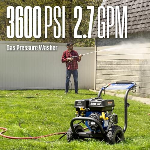 Westinghouse WPX3600 Gas Pressure Washer, 3600 PSI and 2.7 Max GPM, Onboard Soap Tank, Spray Gun and Wand, 5 Nozzle Set, for Cars/Fences/Driveways/Homes/Patios/Furniture