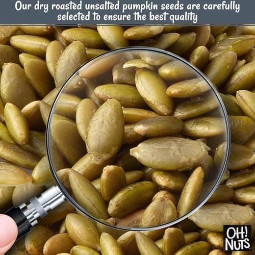 Oh! Nuts Pumpkin Seeds - Raw - 100% Natural - 1 lb - Pepitas Raw Unsalted - Packed in New York Zip-Seal Bag for Exceptional Freshness