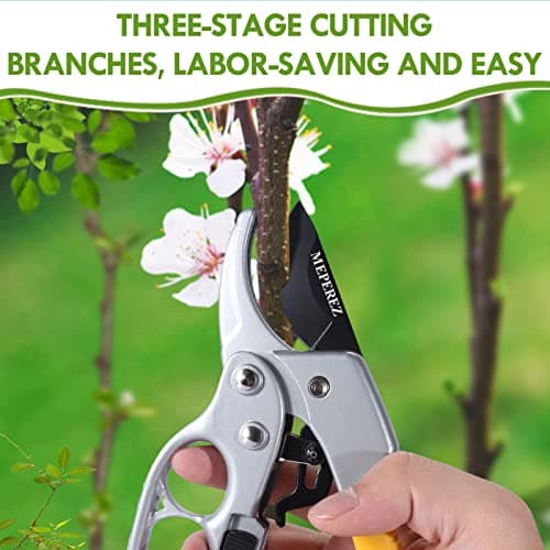 Germany Pruning Shears, Arthritis Weak Hand Snips, Work 3 Times Easier, 1-Inch Cut Capacity Garden Clippers, Ergonomic handle, Rust resistant, high strength steel, Sharp