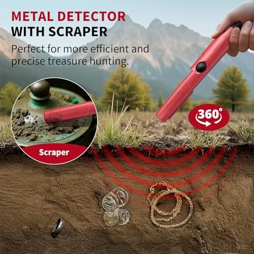 Rechargeable Metal Detector Pinpointer for Adults & Kids, 360° Waterproof Detection Handheld Pin Pointer Wand, Quick One Button Adjustment 3 Sensitivity Levels 6 Modes for Treasure Hunting