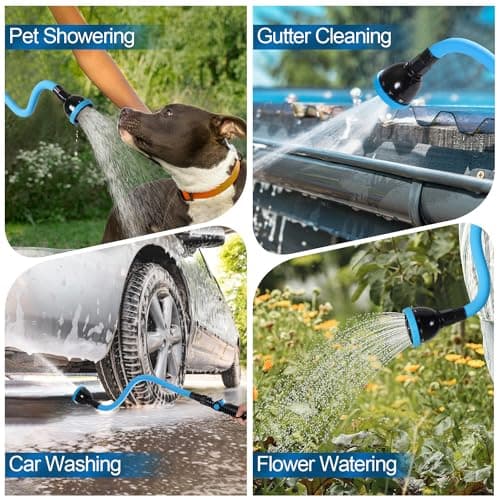 Tesony Watering Wand, 29" Bendable Garden Hose Wand with 10 Adjustable Spray Patterns, Water Sprayer Wand with Thumb Control Shut Off Valve, Quick Connector, Great for Hanging Baskets, Watering Plants