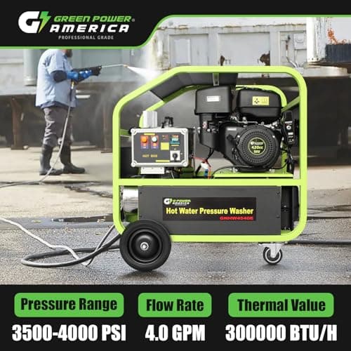 Hot Water Pressure Washer Commercial Movable Gasoline Engine 4 GPM, 4000 PSI, Electric Start, 49 State Approved(excluding California)