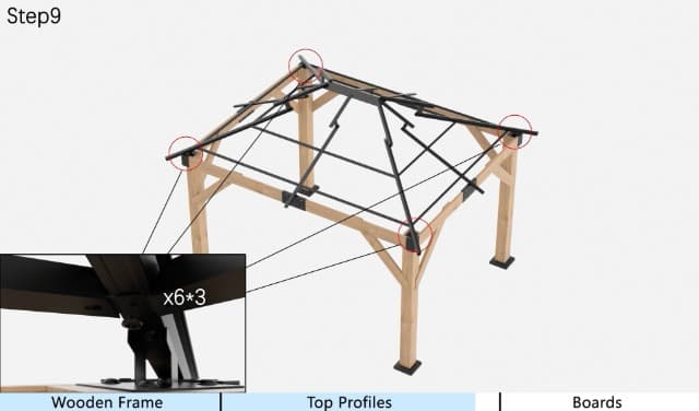 AMERLIFE 10x12 Solid Wood Gazebo, Hardtop Gazebo with Solid Spruce Frame and Aluminum Double Roof, Outdoor Pergola for Parties, Backyard, Patio, Lawns, Black + Natura Wood