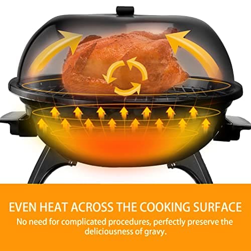 Techwood 1600W Electric Indoor/Outdoor Grill - 15-Serving Removable Stand BBQ with Double Layer Design for Countertops (Black)