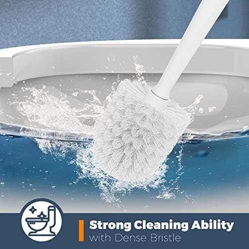 Toilet Brush, 4 Pack Toilet Brush and Holder Set, Toilet Bowl Brush with 4 Grout Brush, Toilet Bowl Brush and Holder for Bathroom, (White)
