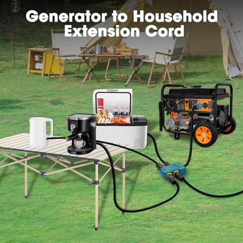 30 Amp to 20 Amp 110V Generator Distritution Cord with Circuit Breaker,NEMA L14-30P/Four 5-15R, 4 Prong 10 Gauge Flexible Generator Power Cord,30Amp 7500 Watts (1.5FT)
