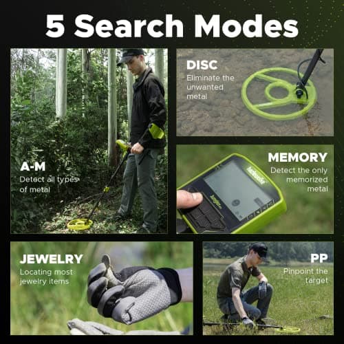 Metal Detector for Adults, Rechargeable Battery for 20H Typical Use, 5 Professional Mode with Higher Accuracy 10” Waterproof Coil for Gold Detecting