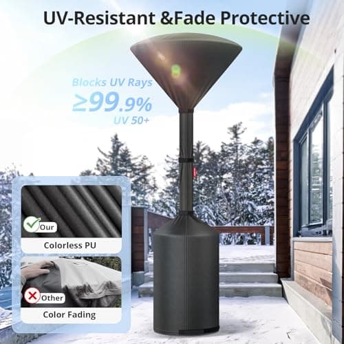 QH.HOME [2025 Upgraded Tear-Resistant Fabric] Patio Heater Covers, with Exclusive Windproof Design and Robust YKK Zippers, Resistant to all Types of Weather, 89"H x 33"D x 19"W, Black