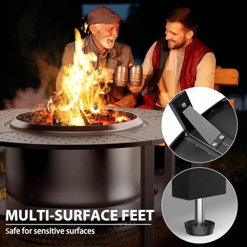 Uniflasy 48" Fire Pit Surround Tabletop for Solo Stove Yukon/Bonfire & Tiki, Powder-Coated Steel Surround Table with Firewood Storage Shelf for Safety & Extra Space, Outdoor Smokeless Fire Pit Table