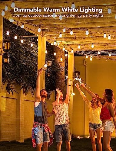 Govee Smart Outdoor String Lights H7021, RGBIC Warm White 96ft (2 Ropes of 48ft) LED Bulbs for Outdoor Decorations, WiFi Patio Lights Work with Alexa, Google, APP Control, IP65 Waterproof