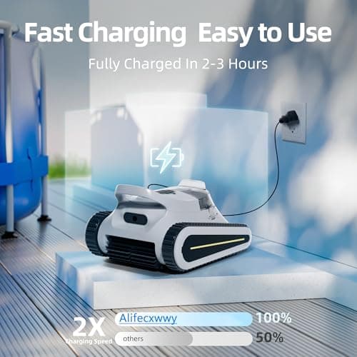 Cordless Pool Vacuum for Inground Pools, Automatic Robotic Pool Cleaner with Wall and Waterline Cleaning, Gray