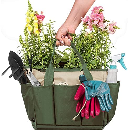 Garden Tool Bag, Garden Tote Bag With 8 Pockets, Canvas Garden Tool Storage Bags, Heavy-duty Large Organizer Bag for Garden Tool Kit, Gardening Organizer for women Men Indoor and Outdoor Gardening