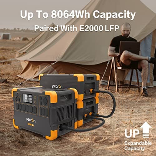 pecron Portable Power Station E2000LFP, 1920Wh Power Station 5X2000W AC Outlets, LiFePO4 Battery Backup Expandable to 8064Wh, 1200W Max Solar Input Solar Generator for Home, Camping, RV, Emergency
