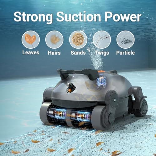 Pivot Cordless Robotic Cleaner,Wall Climbing,Extended Battery Life,Self-Parking,Automatic Pool Vacuum for Inground Pools up to 1,100 Sq.ft,Gray