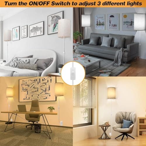 Plug in Wall Sconce, 3 Color, Set of Two, Industrial Wall Lamp with Plug in Cord, Rustic Fixture, On/Off Switch Vintage Wall Light Fixture for Headboard Bedroom Porch (Beige)