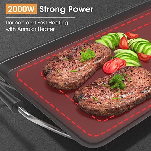 COSTWAY 35" Electric Griddle Teppanyaki Grill, Nonstick Extra Large Cooking Plate for Pancake Barbecue, Indoor Outdoor Table Top Grill with Adjustable Temperature & Drip Tray, 2000W