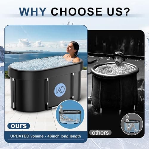 KERDOM Ice Bath Tub for Athletes, Portable Cold Plunge Tub, XL 129 Gal Bathtub for Recovery, Large Oval Foldable Bathtub with Cover for Cold Water Therapy at Home, Gyms, Outdoor, Indoor