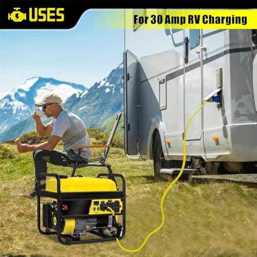 4 Prong Twist Lock to 3 Prong 30 Amp RV Generator Adapter Cord, NEMA L14-30P to TT-30R Adapter for Trailer Camper