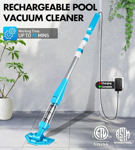 4-in-1 Handheld Pool Vacuum Cordless, 4000mAh Rechargeable Hot Tub Vacuum Spa with Telescopic Pole, Above Ground Pool Vacuum Cleaner, Suction Improved 30% Spa Wand Deep Cleaning for Debris