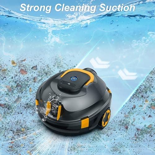 Y20 Cordless Robotic Pool Cleaner, Automatic Pool Vacuum, 90 Mins Runtime, Auto-Parking, Lightweight, Powerful Robot for Above/Inground Pool up to 1100 Sq.Ft (Black-Orange)