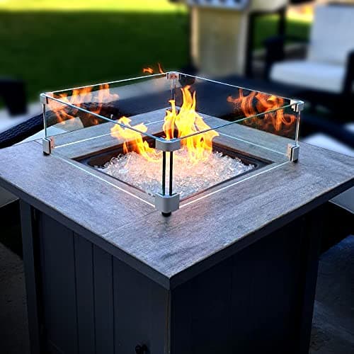 Holy Fire 29.5" L x 29.5" x 6" Square Fire Pit Glass Wind Guard Clear Tempered Glass Flame Protective Pane Wind Resistant - Fits 24” Square Fire Pit Burner Pan
