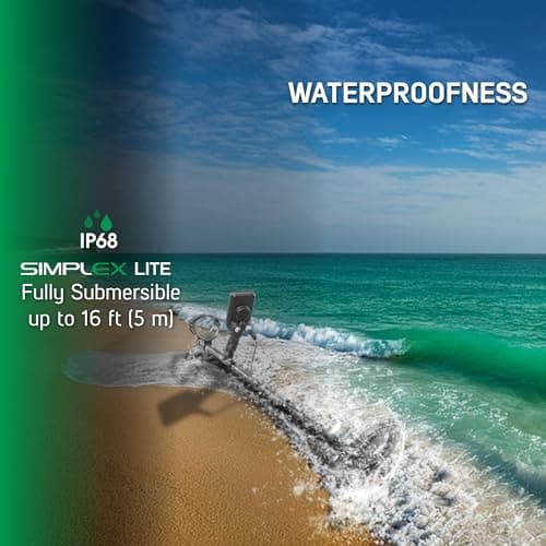 Nokta Simplex Lite Metal Detector with 9.5” Waterproof DD Search Coil, Vibration for Detecting Underwater, Beach and All Metal Search Modes