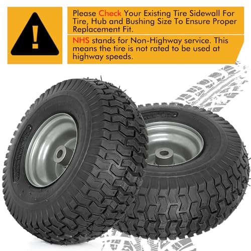 (2 Pack) WEIZE 15x6.00-6 Tire and Wheel Assembly, Replacement Riding Lawn Mower Front Tires, Compatible with Craftsman Riding Lawn Mowers, 3" centered Hub, 3/4" Bushing