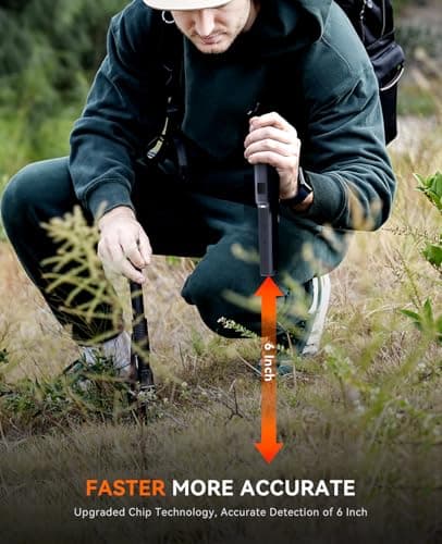 SUNPOW Metal Detector Pinpointer Rechargeable – 800mAh Battery for 15H Use – IP68 Fully Waterproof Handheld Wand – High Sensitivity 360° Detection – Treasure Hunting Tool for Adults & Kids – NXGD02