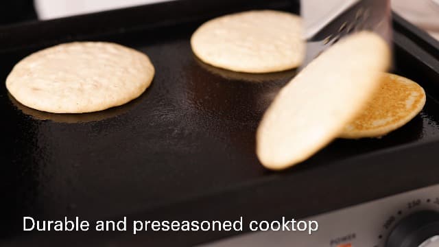 Hamilton Beach Professional Cast Iron Indoor Electric Grill & Griddle, 10" x 16" Preseasoned Cooking Surface, Adjustable Temperature up to 450° F, Black (38560)