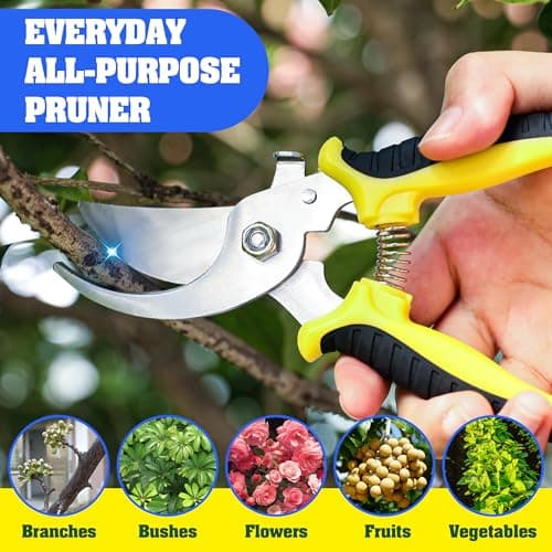 4 Pack Garden Pruning Shears, Stainless Steel Shears, Scissors, Clippers, Pruning Snips for Gardening Tools (4PCS Yellow Orange Green)