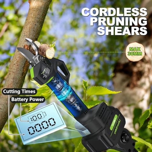 4-in-1 Pole Saw & Electric Pruning Shears, 8 Inch Pole Saws for Tree Trimming, Cordless Pruning Shears with 15ft Max Extension Pole, 2 * 4.0Ah Battery Powered Pole Saw Pole Pruner for Garden
