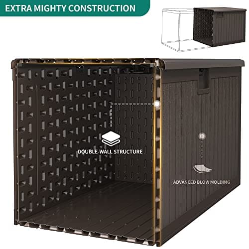 YITAHOME 230 Gallon Double-Wall Deck Box with Divider & Side Handles, Outdoor Large Storage for Patio Furniture Cushions, Garden Pool Accessories, Water Resistant & Lockable