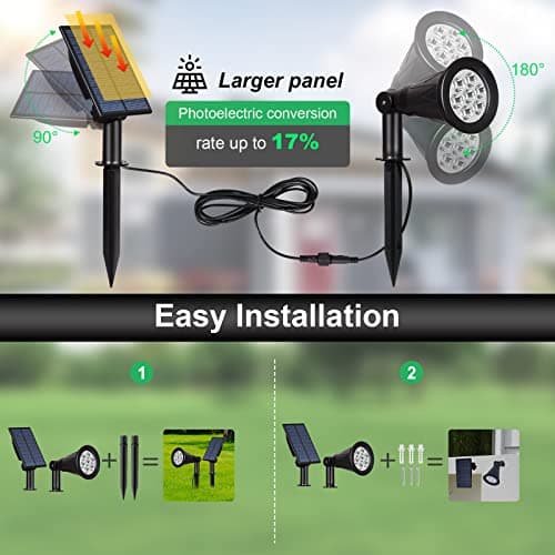 T-SUNUS Christmas Solar Landscape Spotlights Color Changing 2 Pack, Halloween Solar Spot Lights Outdoor Waterproof Garden Pond Light, Separately Installed for Outdoor/Indoor