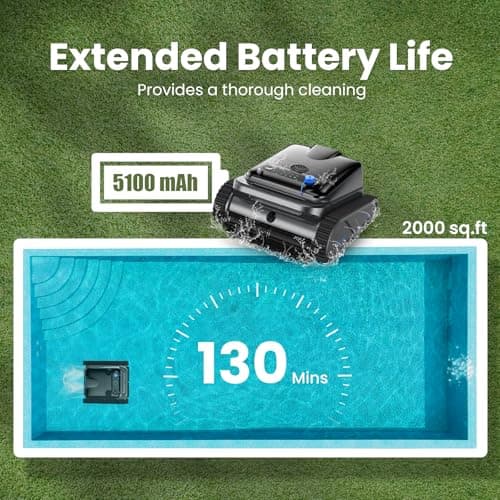 Y50S Robotic Pool Cleaner, Cordless Pool Robot Vacuum with Upgraded Motors, 240min Runtime, Wall Climbing & Waterline Cleaning, Intelligent Route Planning, for Inground Pools up to 2000 Sq.ft