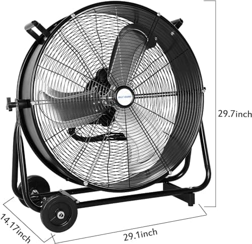 BILT HARD 24" 8100 CFM High Velocity Industrial Drum Fan, 3-Speed Heavy Duty Metal Shop Fan for Warehouse, Workshops, Garage, Factory and Basement - UL Listed