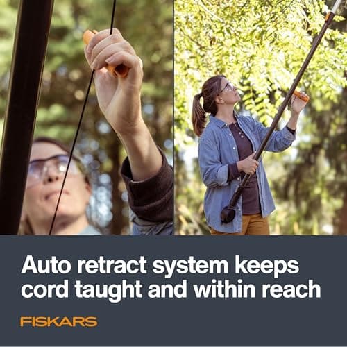 Fiskars XtendControl Rotating Tree Pruner Head with Automatic Cord Reel with 45 Degree Rotation, Compatible with all XtendControl Extension Poles (Pole Not Included)