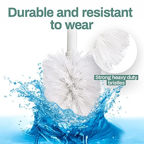 Home Intuition Modern Brushed Stainless Steel Toilet Brush & Holder Set, Bathroom Bowl Scrubber with Holder, 2 Pack