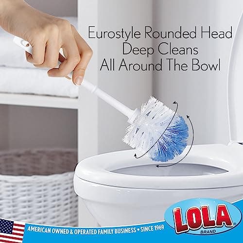 Lola Products “Classic” Toilet Brush, Durable Fiber Stiff Bristles, Bathroom Toilet Bowl Cleaner, Compact Size, Non-Scratch, Long-Lasting - 1 Pack