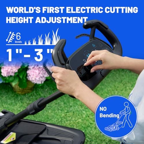 Electric Lawn Mower, Self-propelled Lawn Mower Cordless 40V(2x20V) 18.5" Brushless Mower with Electric Cutting Height Adjustment, High Speed, 2 x 4.0Ah Battery and Fast Charger Included