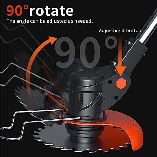 Cordless Lawn Trimmer Weed Wacker - 21V Lawn Mower Grass Edger with 2.0Ah Li-Ion Battery Powered & 3 Cutting Blade Types, Compact Power Tool for Lawn Yard Work……