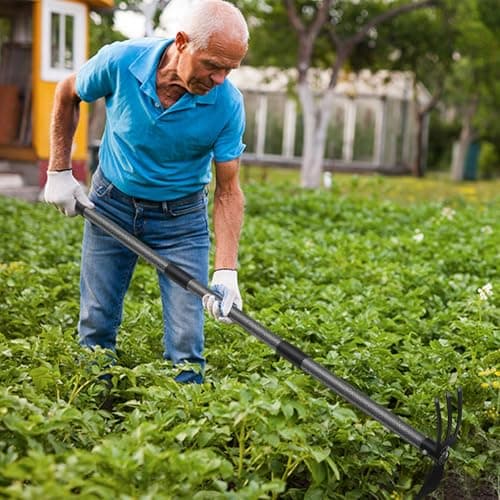 Cultivator Hoe Garden Tool, 45 inch Stainless Steel Long Handle Heavy Duty Gardening Tools，Extended Reach Double Hoes Suitable for Digging Loosening