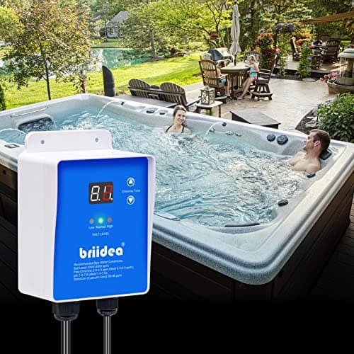 Salt Chlorine Generator, Briidea Chlorine Generator with USA-Made Titanium Cell, Ideal for Hot Tubs & Swim Spas Up to 2000 Gallons, Chemical-Free & Cost-Effective Maintenance