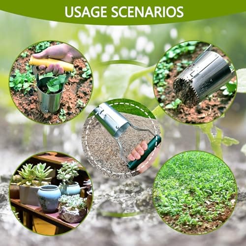 Bulb Planter Tool,Garden Bulb Planter,4 Inches Depth Mark,Bulb Transplanter Tool,Soil Release for Digging,Refilling Hole, Depth Marker, for Planting Tulips, Daffodils, Dahlias and More