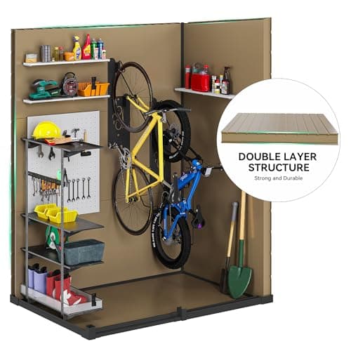 DWVO 5x3 FT Outdoor Storage Shed with Reinforced Floor, All-Weather Resin Storage Shed with Lockable Door & Window, Waterproof Plastic Tool Storage for Garden, Backyard, Patio, Lawn