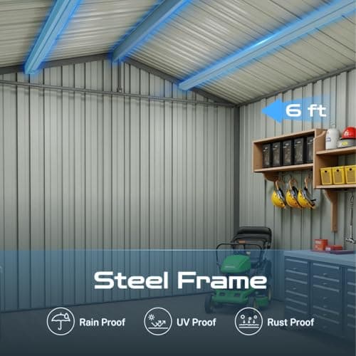 8' x 6' Outdoor Storage Shed with Base Kit, Sturdy Metal Building w/Lockable Doors for Garden, Backyard, Poolside and Lawn, Black
