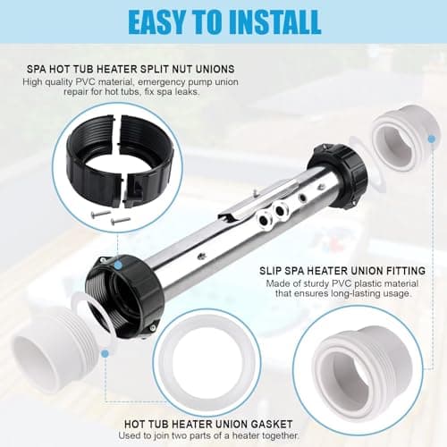 XT Hot Tub Heater Split Nut Union & Tailpiece 2" Heater Adaptor Set of 2